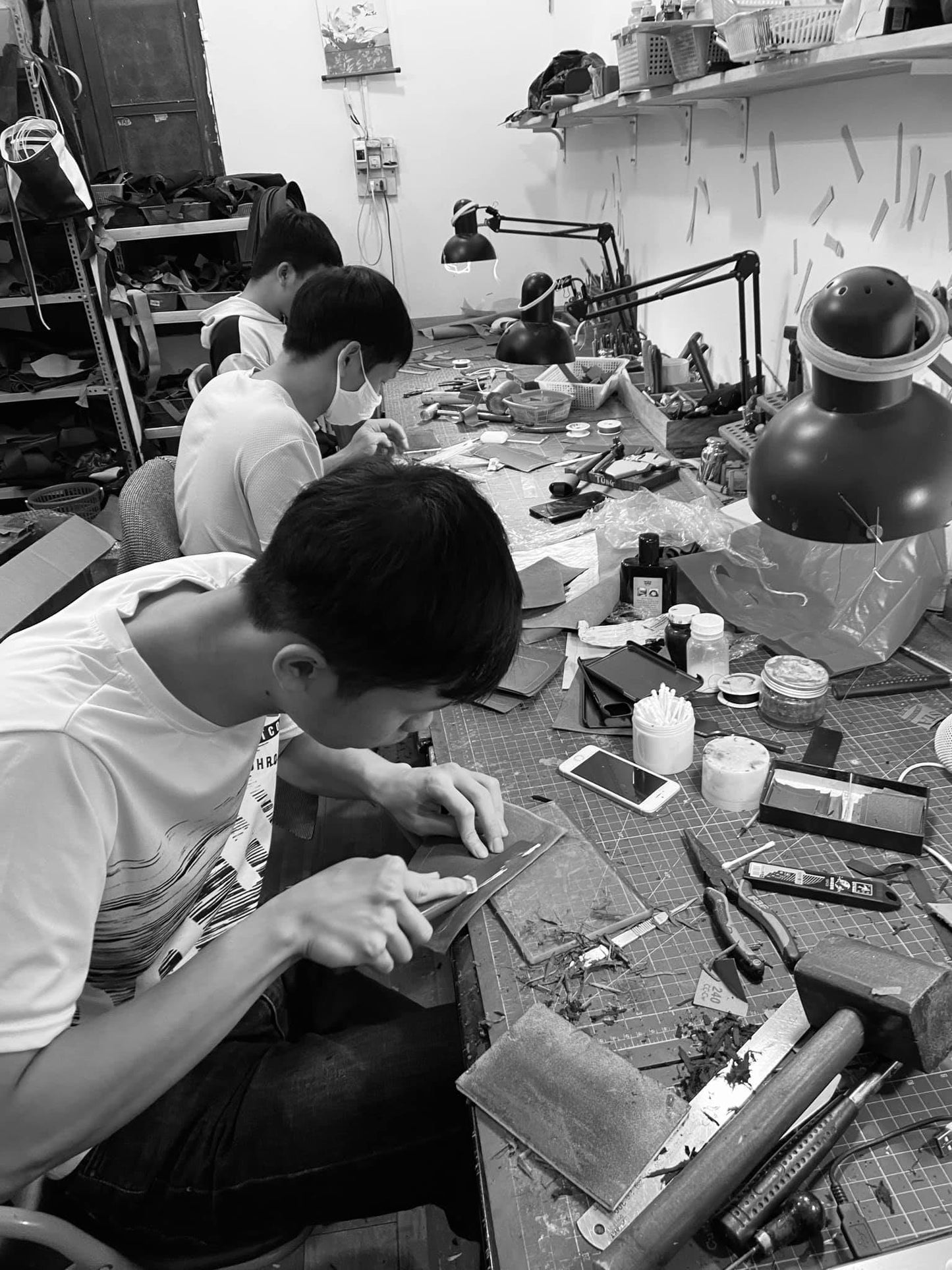 Handcrafted Epsom Leather iPhone Case with Zip Wallet & Crossbody Strap