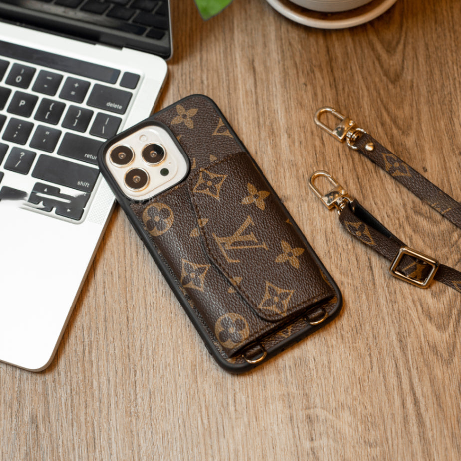 Handmade Luxury iPhone Wallet Case – Upcycled Designer Canvas with Card Slots