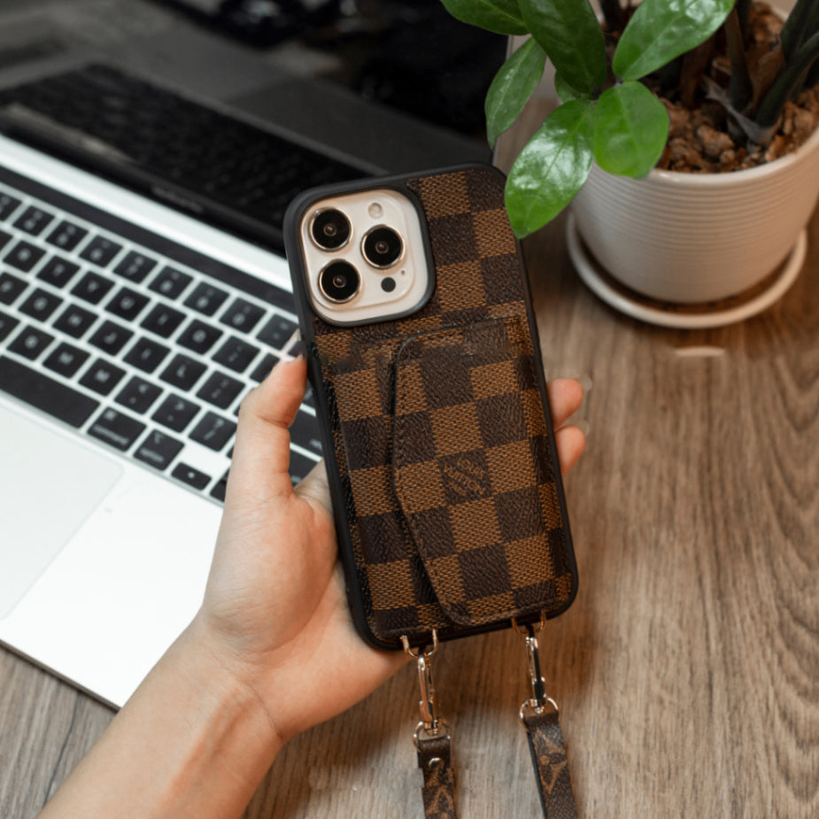 Handmade Luxury iPhone Wallet Case – Upcycled Designer Canvas with Card Slots