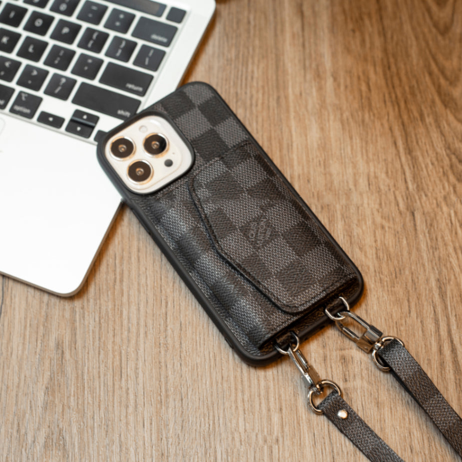 Handmade Luxury iPhone Wallet Case – Upcycled Designer Canvas with Card Slots