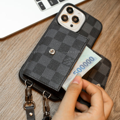 Handmade Luxury iPhone Wallet Case – Upcycled Designer Canvas with Card Slots