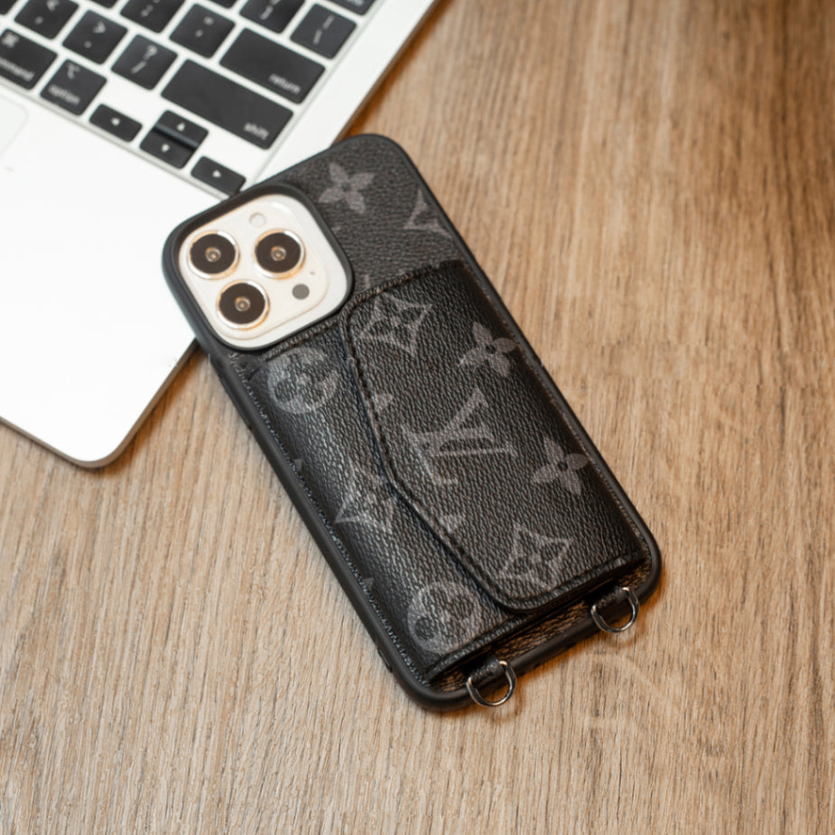 Handmade Luxury iPhone Wallet Case – Upcycled Designer Canvas with Card Slots