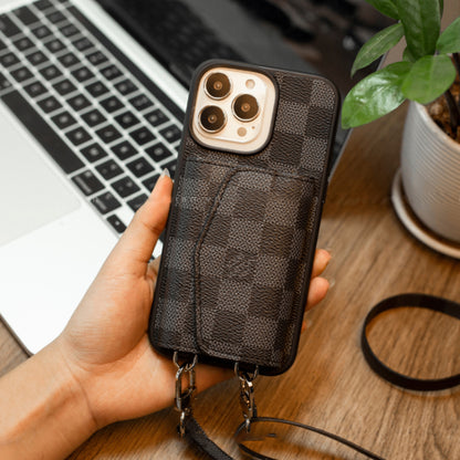 Handmade Luxury iPhone Wallet Case – Upcycled Designer Canvas with Card Slots