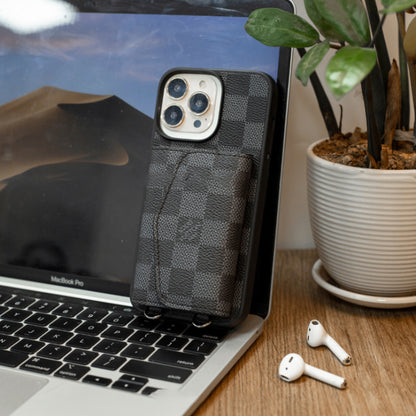 Handmade Luxury iPhone Wallet Case – Upcycled Designer Canvas with Card Slots