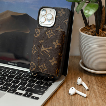 Handmade Luxury iPhone Wallet Case – Upcycled Designer Canvas with Card Slots