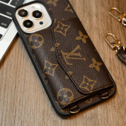 Handmade Luxury iPhone Wallet Case – Upcycled Designer Canvas with Card Slots