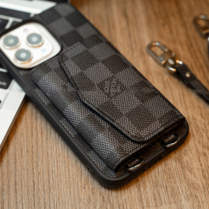 Handmade Luxury iPhone Wallet Case – Upcycled Designer Canvas with Card Slots