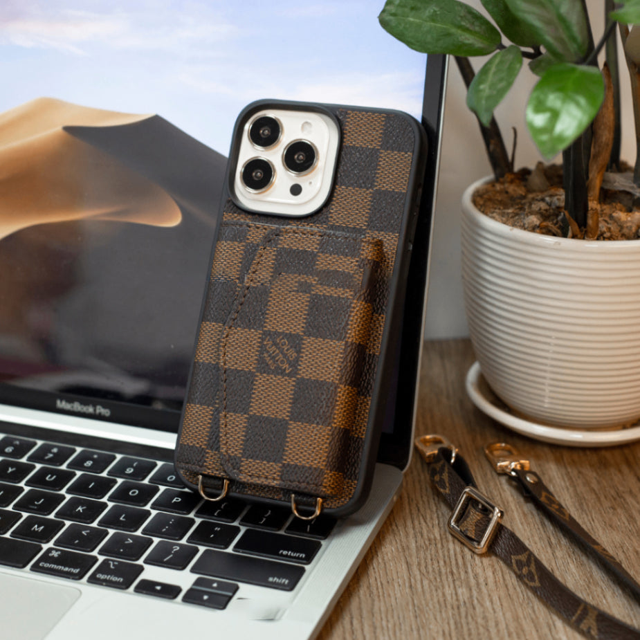 Handmade Luxury iPhone Wallet Case – Upcycled Designer Canvas with Card Slots