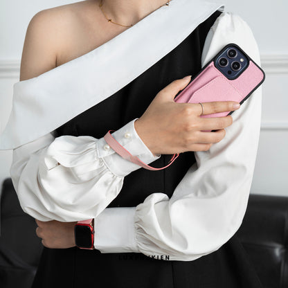 Handcrafted Epsom Leather iPhone Case with Zip Wallet & Crossbody Strap