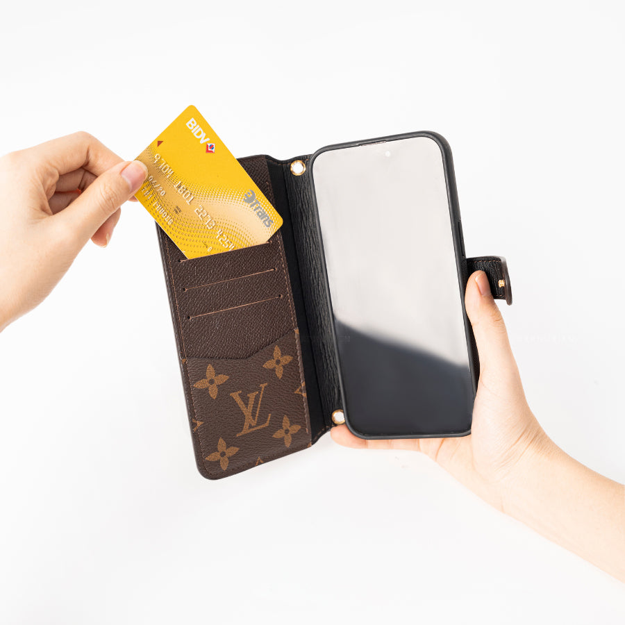 Authentic LV Brown Monogram Canvas iPhone Crossbody - Genuine Leather Wallet