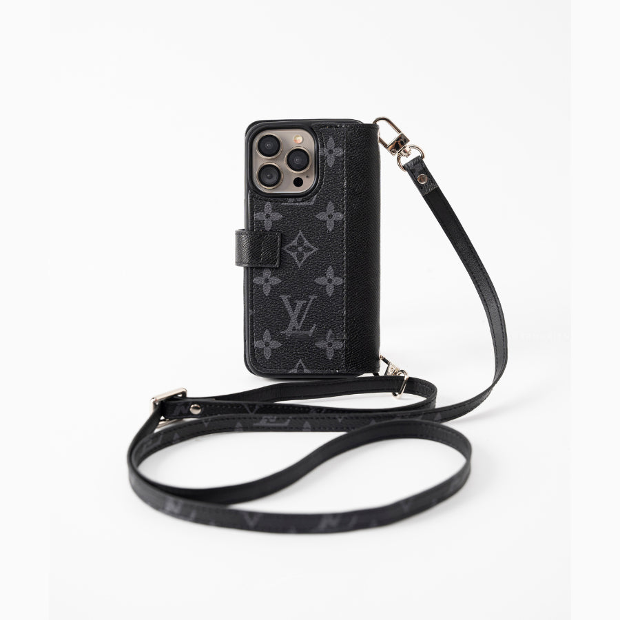 Authentic LV Brown Monogram Canvas iPhone Crossbody - Genuine Leather Wallet