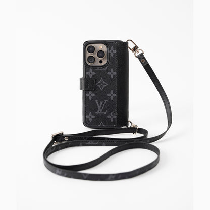 Authentic LV Brown Monogram Canvas iPhone Crossbody - Genuine Leather Wallet