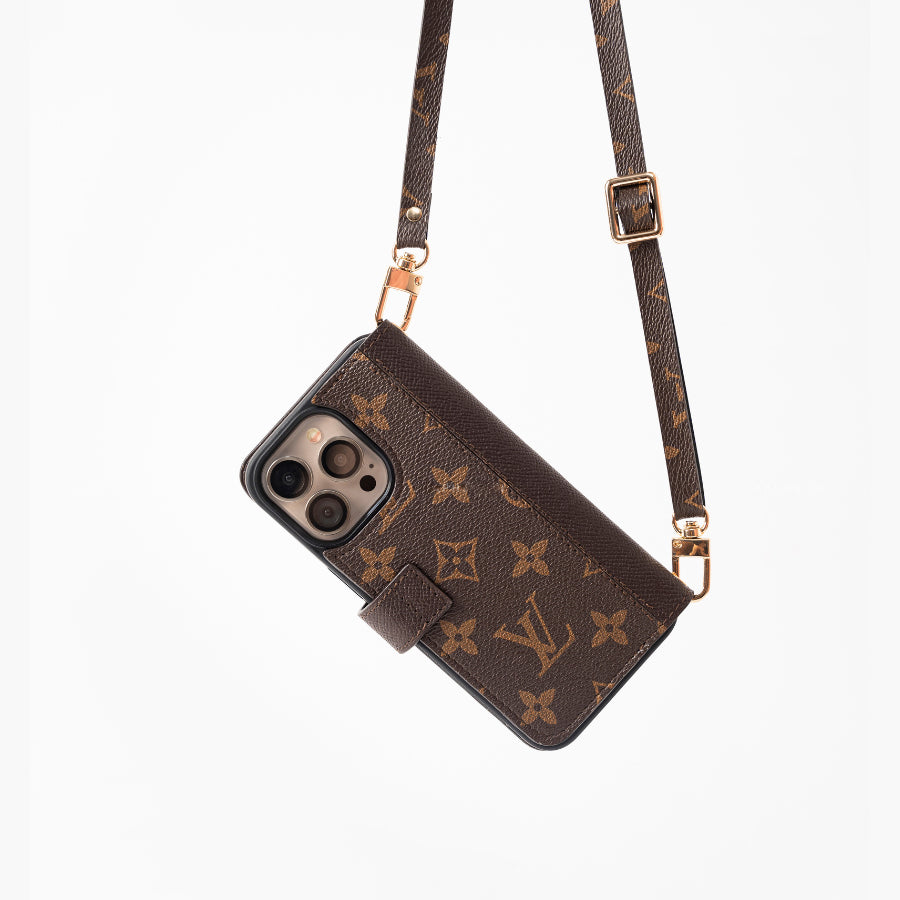 Authentic LV Brown Monogram Canvas iPhone Crossbody - Genuine Leather Wallet