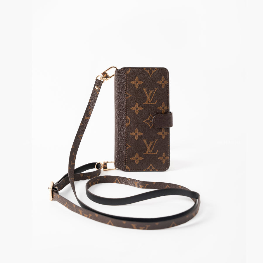 Authentic LV Brown Monogram Canvas iPhone Crossbody - Genuine Leather Wallet