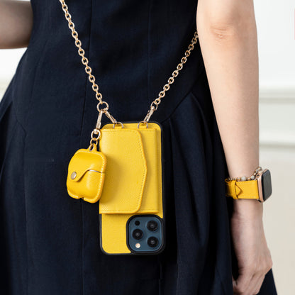 Handcrafted Epsom Leather iPhone Case with Zip Wallet & Crossbody Strap