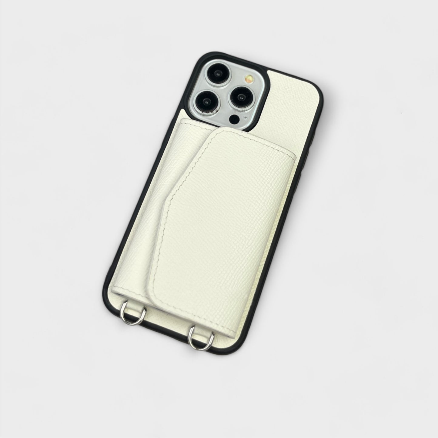 Handcrafted Epsom Leather iPhone Case with Zip Wallet & Crossbody Strap