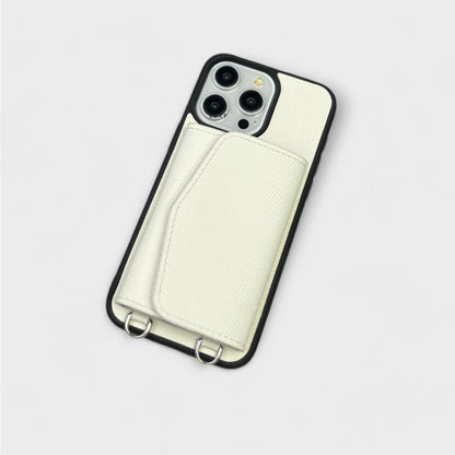 Handcrafted Epsom Leather iPhone Case with Zip Wallet & Crossbody Strap