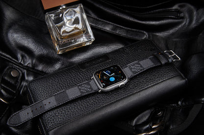 Repurposed LV Apple Watch Band - Authentic Louis Vuitton Damier Graphite Leather