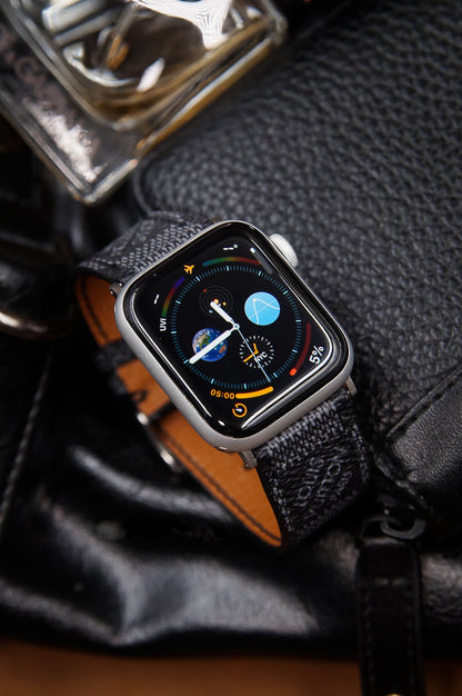 Repurposed LV Apple Watch Band - Authentic Louis Vuitton Damier Graphite Leather