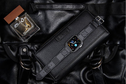 Repurposed LV Apple Watch Band - Authentic Louis Vuitton Damier Graphite Leather