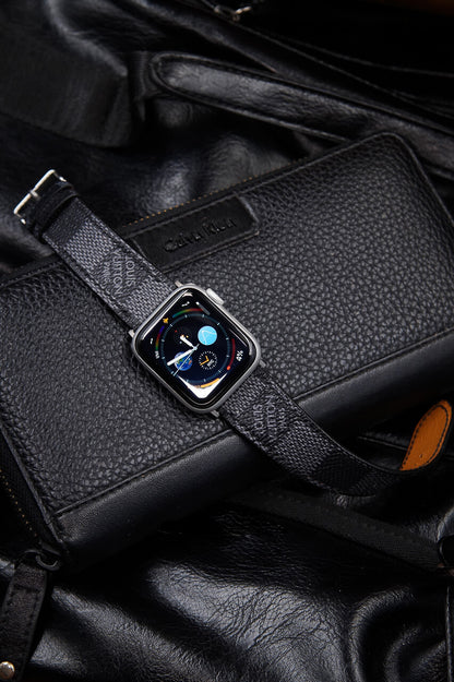 Repurposed LV Apple Watch Band - Authentic Louis Vuitton Damier Graphite Leather