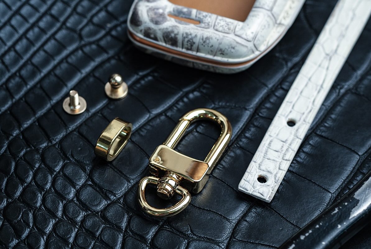 Handmade Matte Crocodile Leather Key Fob Case for BMW – Timeless Exotic Style