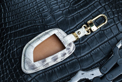 Handmade Matte Crocodile Leather Key Fob Case for BMW – Timeless Exotic Style
