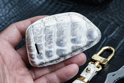 Handmade Matte Crocodile Leather Key Fob Case for BMW – Timeless Exotic Style