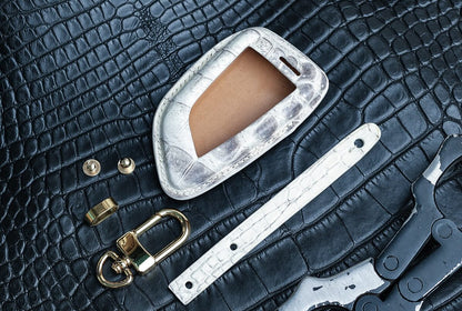 Handmade Matte Crocodile Leather Key Fob Case for BMW – Timeless Exotic Style