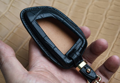 Handmade Glossy Crocodile Leather Key Fob Case for BMW – Exotic Luxury