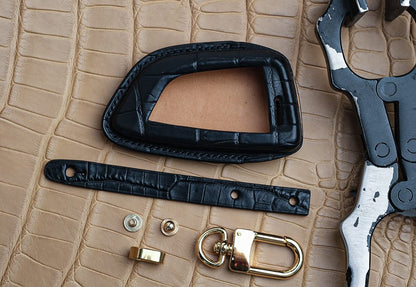 Handmade Glossy Crocodile Leather Key Fob Case for BMW – Exotic Luxury