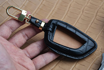 Handmade Glossy Crocodile Leather Key Fob Case for BMW – Exotic Luxury