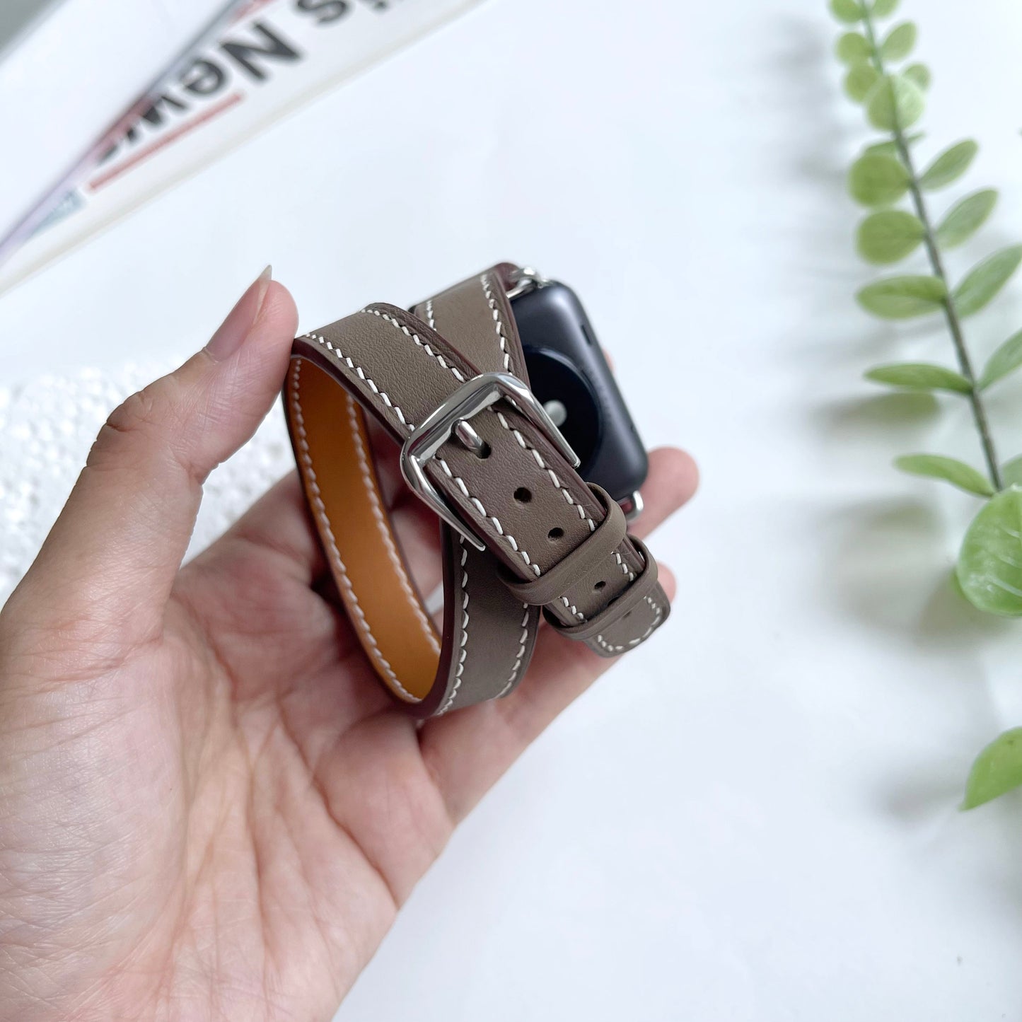 Double Wrap Leather Watch Band - Swift Leather Apple Watch Strap