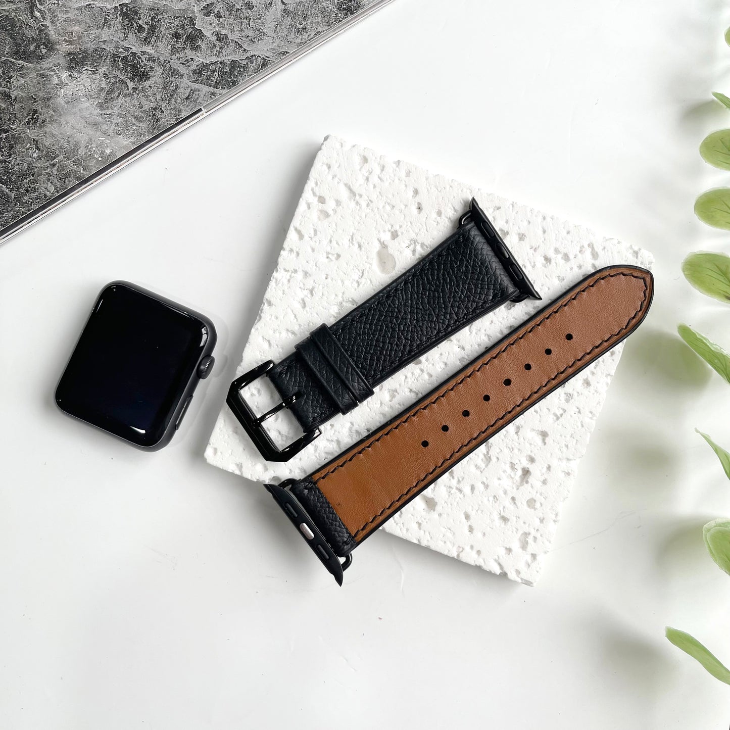 Handmade Epsom Leather Apple Watch Band - Luxury Textured Strap
