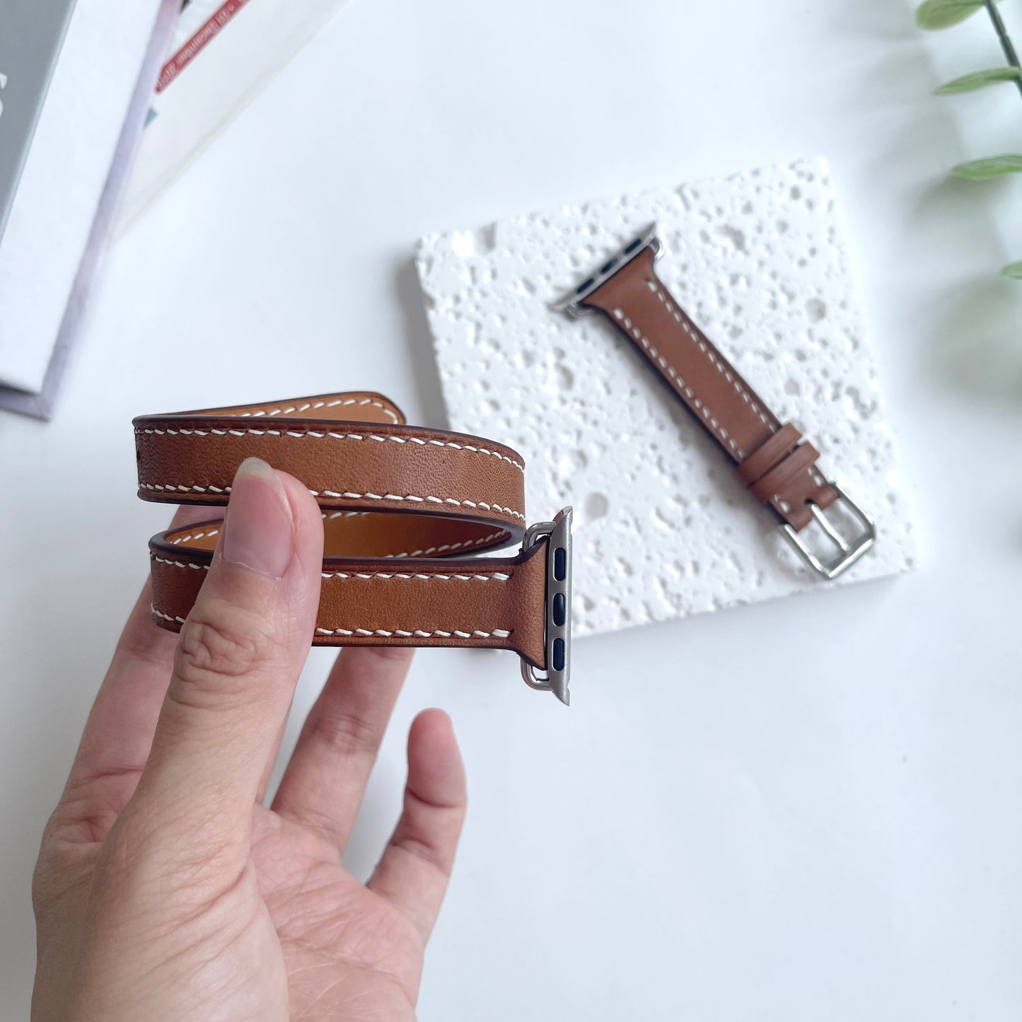 Double Tour Apple Watch Band - Barenia Leather Wrap Strap