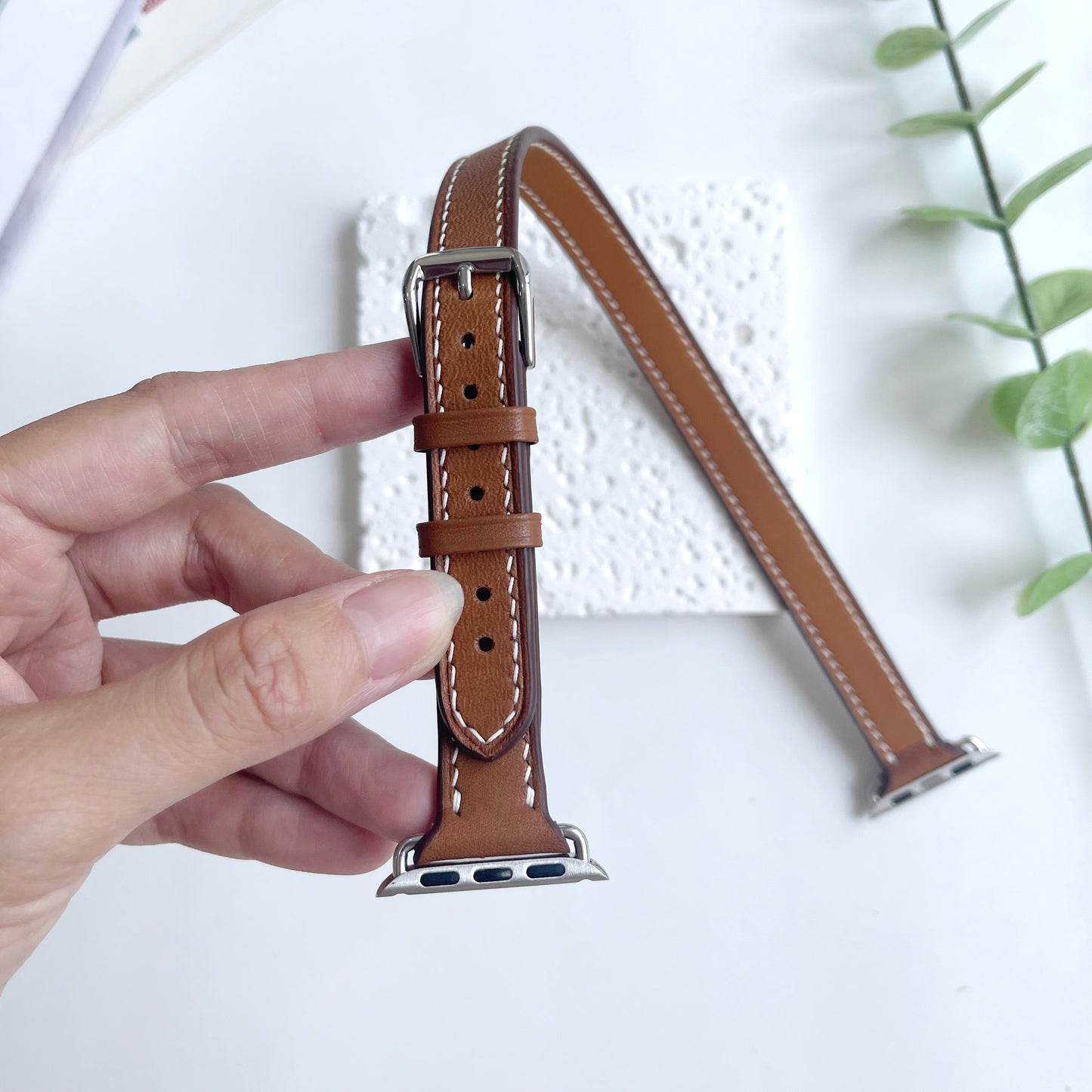 Double Tour Apple Watch Band - Barenia Leather Wrap Strap