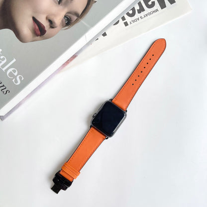 Handmade Swift Leather Apple Watch Band - Deployment Clasp