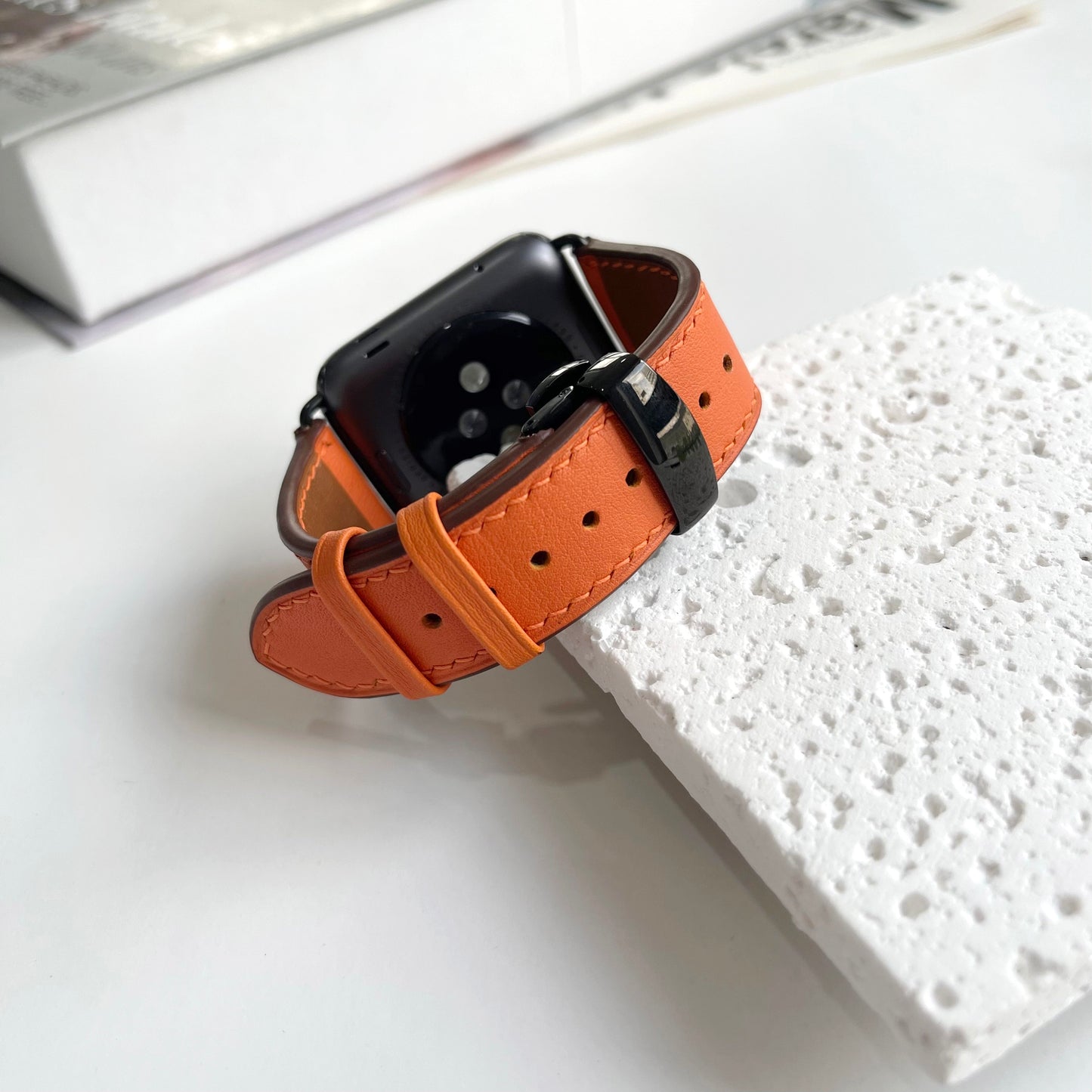 Handmade Swift Leather Apple Watch Band - Deployment Clasp
