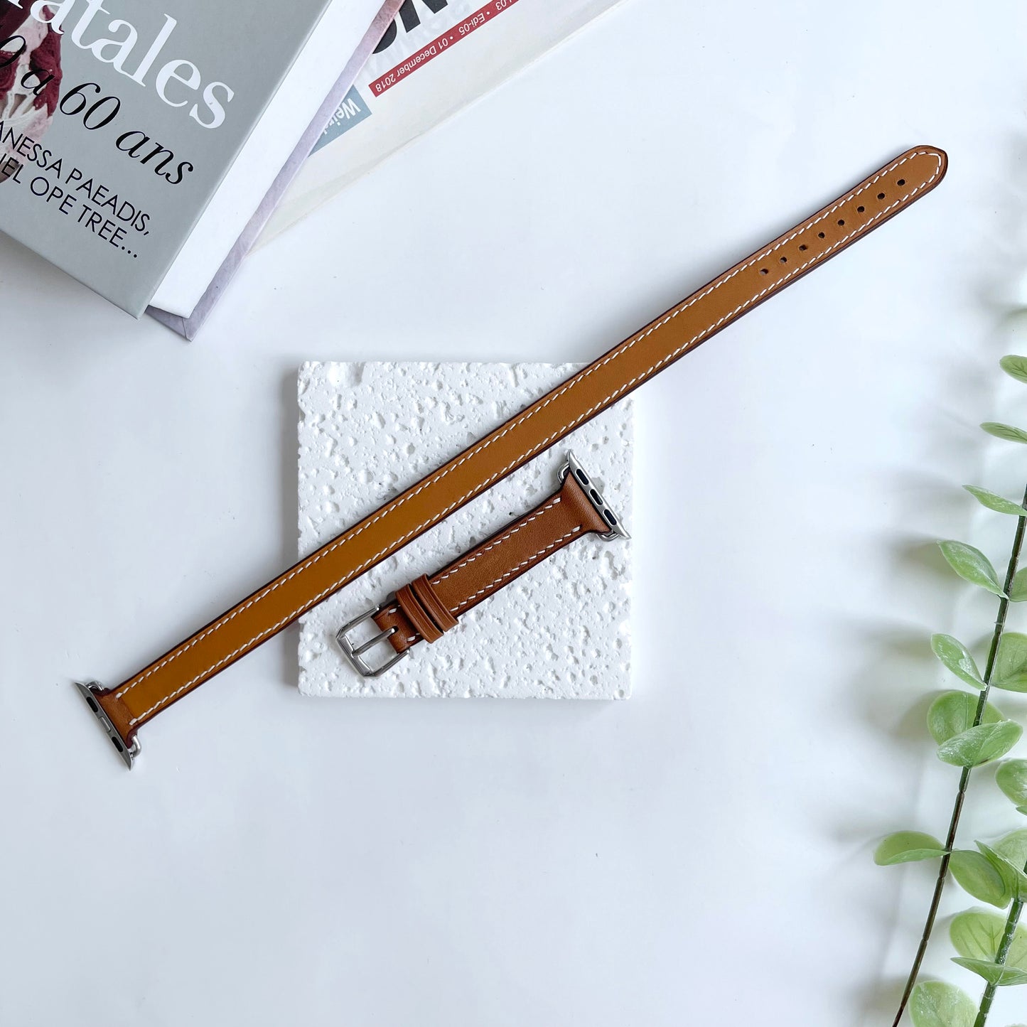 Double Tour Apple Watch Band - Barenia Leather Wrap Strap