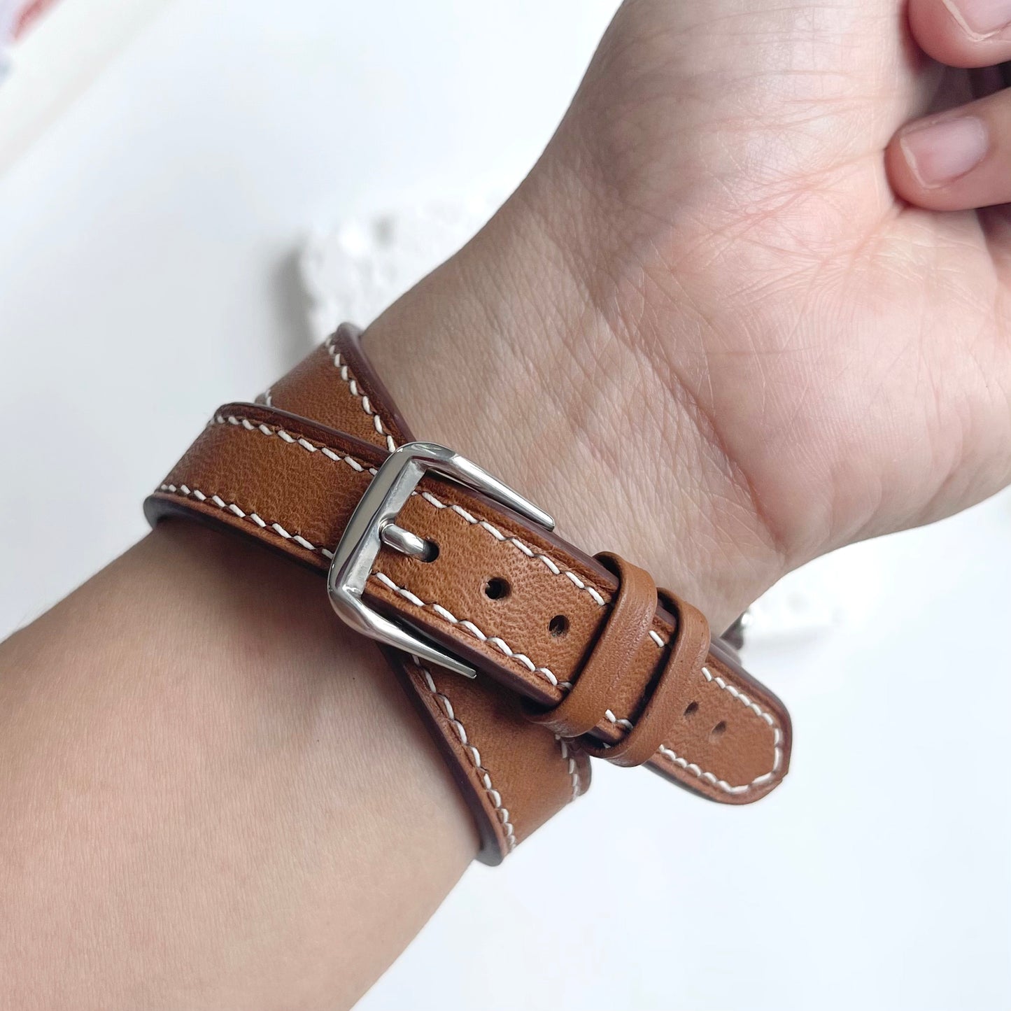 Double Tour Apple Watch Band - Barenia Leather Wrap Strap