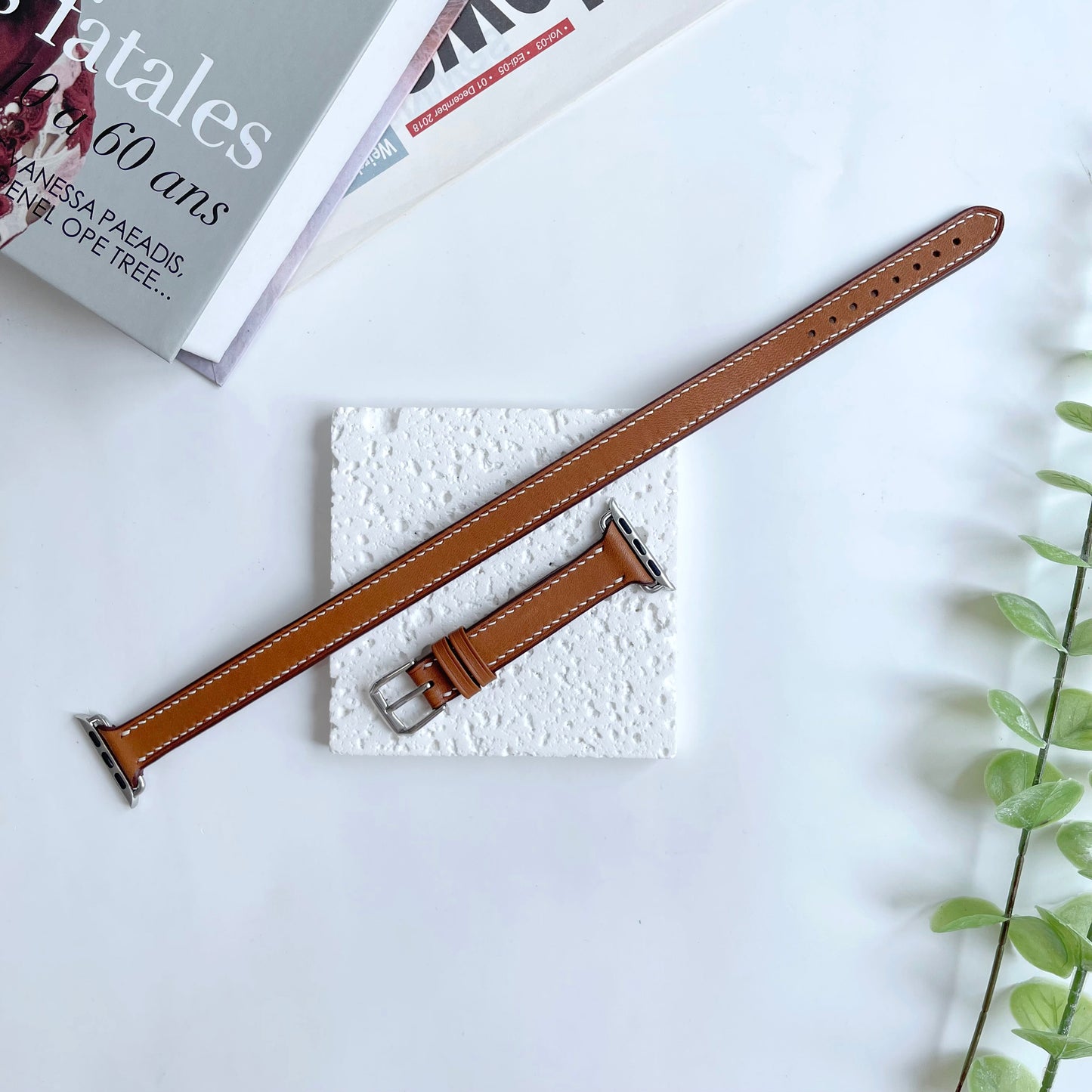 Double Tour Apple Watch Band - Barenia Leather Wrap Strap