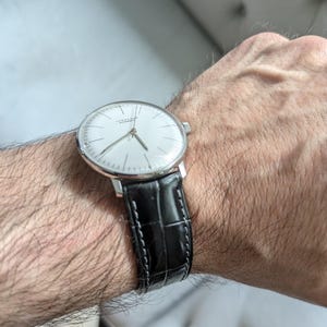 Handmade Black Alligator Leather Watch Strap - Premium Vietnamese Craftsmanship