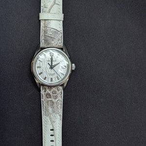 Himalaya alligator watch strap on vintage watch wrist shot