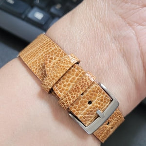Handmade Ostrich Golden Yellow Slim Leather Watch Strap - Premium Exotic