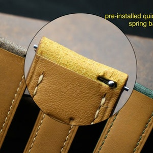 Handmade Ostrich Golden Yellow Slim Leather Watch Strap - Premium Exotic