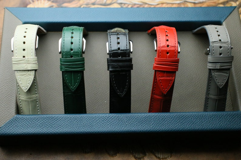 Handmade Black Alligator USA Leather Watch Strap - Premium Quality