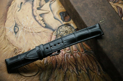 Handmade Black Alligator USA Leather Watch Strap - Premium Quality