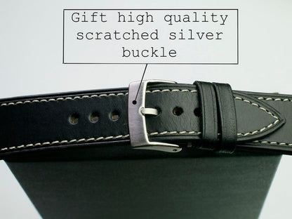 Handmade Black Alligator USA Leather Watch Strap - Premium Quality