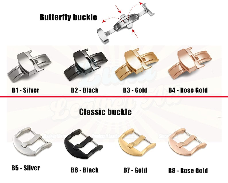 Brown Vachetta Leather Watch Strap - Handmade Italian Leather Watch Band with Deployant Clasp 12mm-24mm