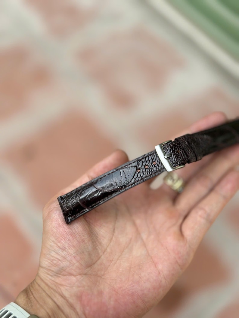 Handmade Ostrich Tobacco Brown Leather Watch Strap - Premium Exotic